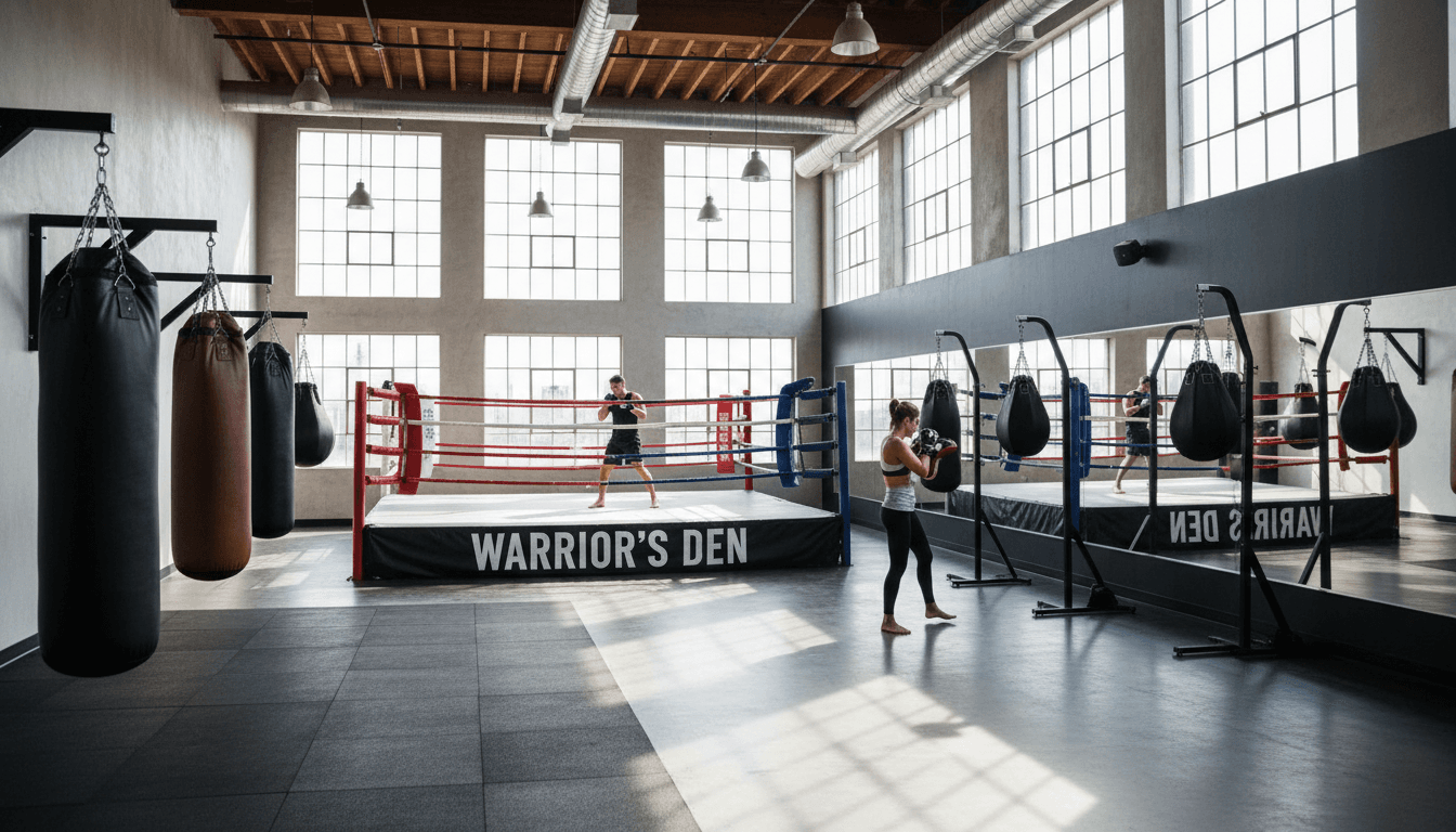 Gym Muay Thai Otanaha Kediri dengan pelatih dan peserta sedang berlatih
